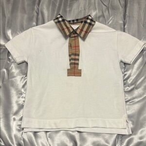 Burberry Kids White Shirt with Plaid Collar